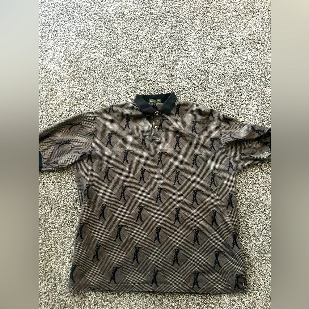 Vintage Cross Creek golf Brown Polo Shirt with awesome Patterned Design